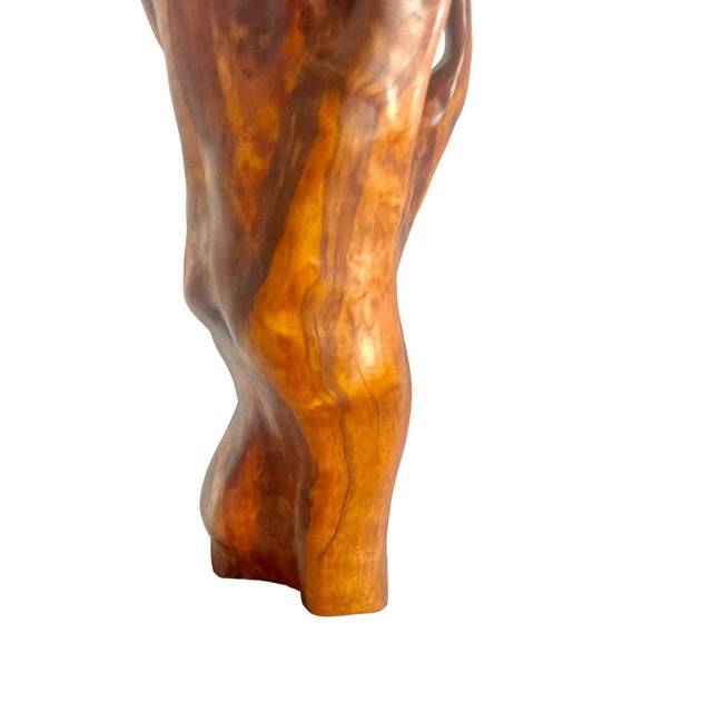 Organic Modern Embracing Couple Mahogany Wood Sculpture Andrianna Shamaris For Sale - Image 4 of 7