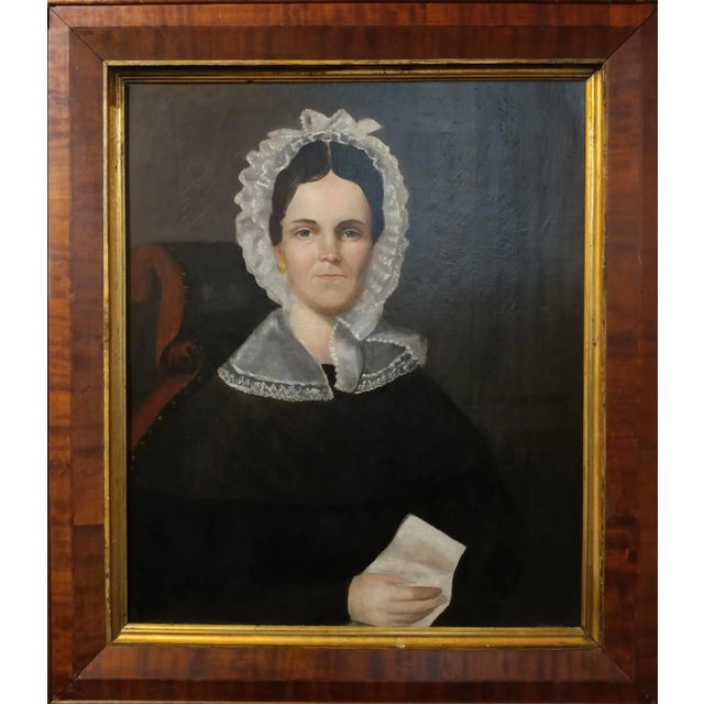 Paint American School -19th Century Portraits of Husband & Wife - a Pair For Sale - Image 7 of 10