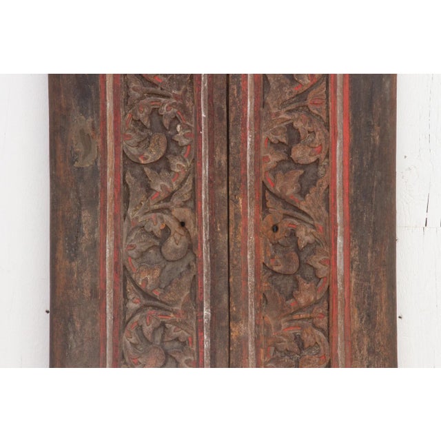Brown Pair of Antique Heavily Carved Doors From Thailand For Sale - Image 8 of 11