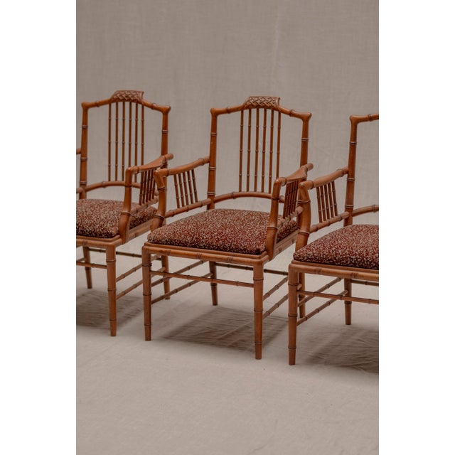 Italian Faux Bamboo Armchairs, 1970s, Set of 4 For Sale - Image 10 of 16