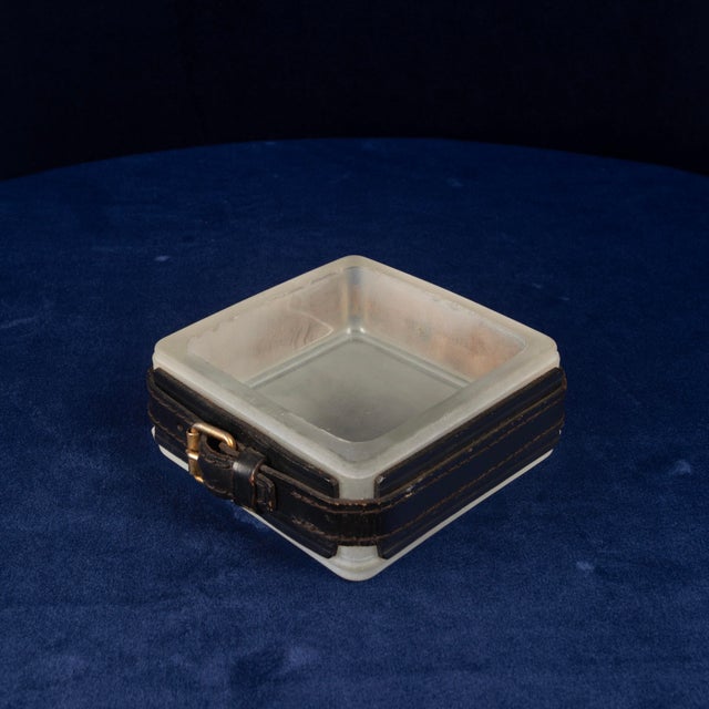 Hand-Stitched Leather Ashtray by Jacques Adnet, France 1950 For Sale - Image 14 of 18