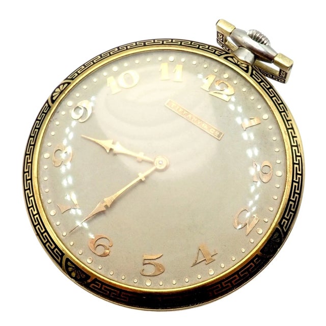 Tiffany & Co. Platinum Yellow Gold 18s Enamel Merimont Pocket Watch 1940 For Sale - Image 10 of 14