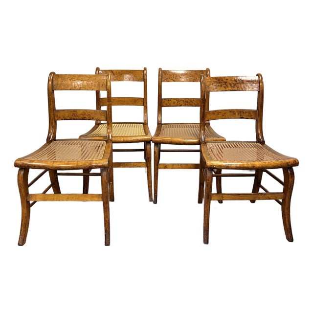 American Classical Style Birds Eye Maple Dining Chairs - Set of 4 For Sale