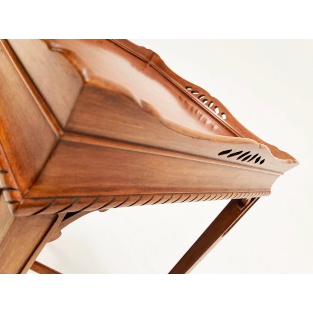 Wood 1940's Square Serpentine Gallery Side Table For Sale - Image 7 of 12