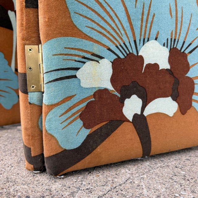 Three Panel Upholstered Folding Room Divider Covered in Jack Lenor Larsen Fabric For Sale - Image 12 of 12