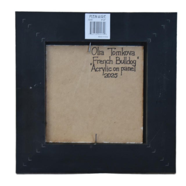 French Frenchie Bull Dog Portrait Painting Including the Antiqued Gold Frame For Sale - Image 4 of 5