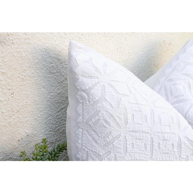 Snow Lotus Appliqué Pillow Cover For Sale - Image 4 of 9