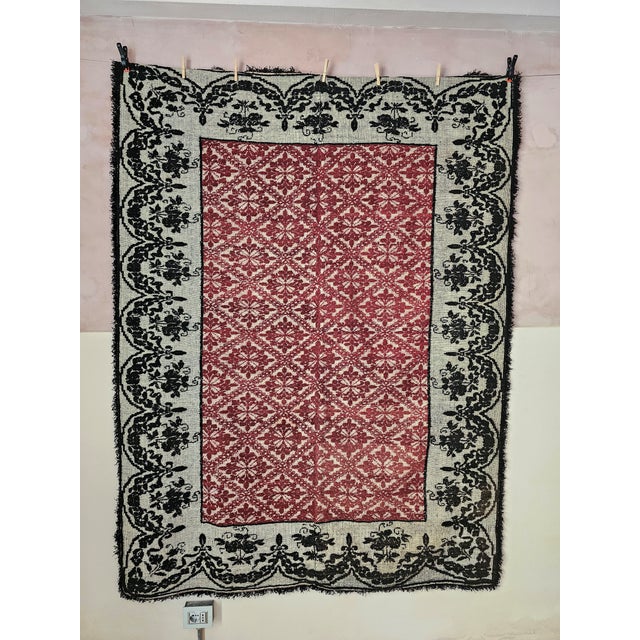 Vintage Sardinian rug from the 1950s, South West Sardinia (Campidano), traditional weaving with loop technique, geometric...