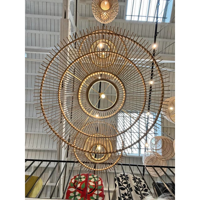 Rattan Sun Ray Pendant Light Small For Sale - Image 11 of 12