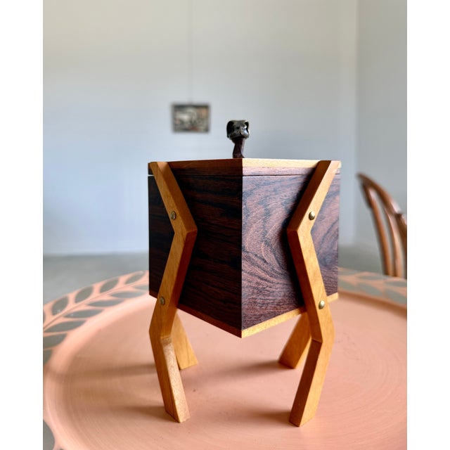 Studio Craft Maple + Walnut + Bronze Skull Artist-Made Box Sculpture For Sale - Image 11 of 14