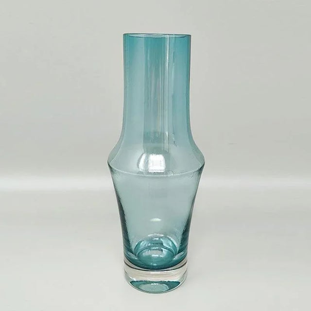 1970s Astonishing light blue vase model #1376 by Tamara Aladin for Riihimaki/Riihimaen Lasi Oy. The item is in excellent...