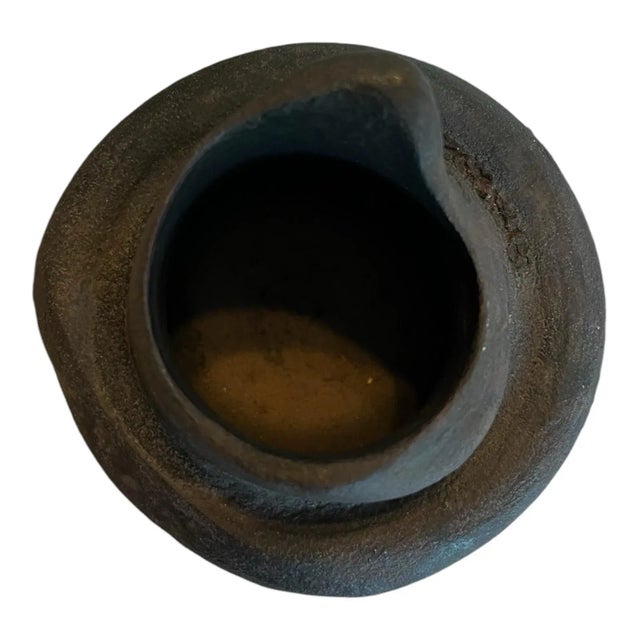 Contemporary 1980s Petite Handcrafted Clay Vase For Sale - Image 3 of 4