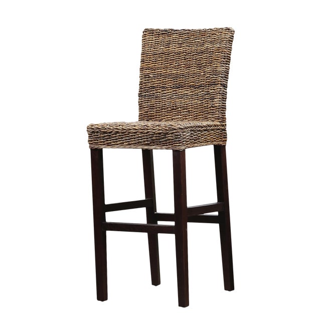 Modern Hand Woven Banana Leaf Bar Stool | Chairish
