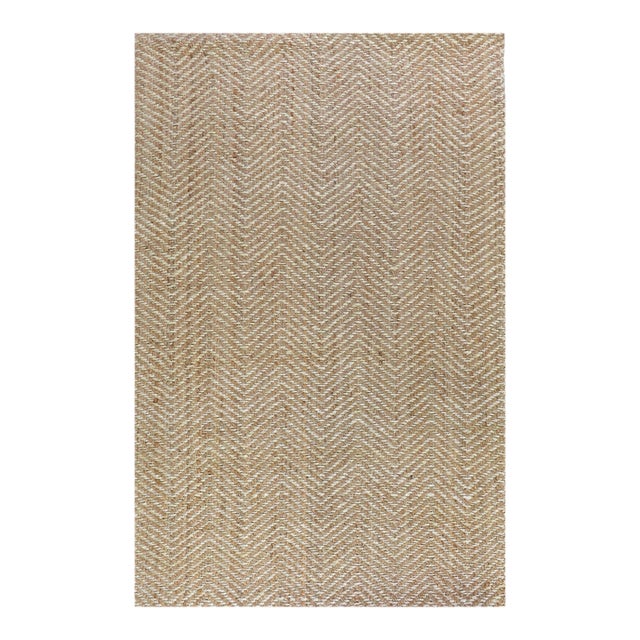 Chevron Natural / Ivory Jute Rug - 5 X 8 For Sale