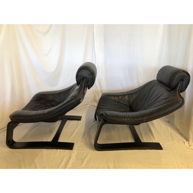 Black Kroken Style Leather Armchairs, a Pair For Sale - Image 8 of 12