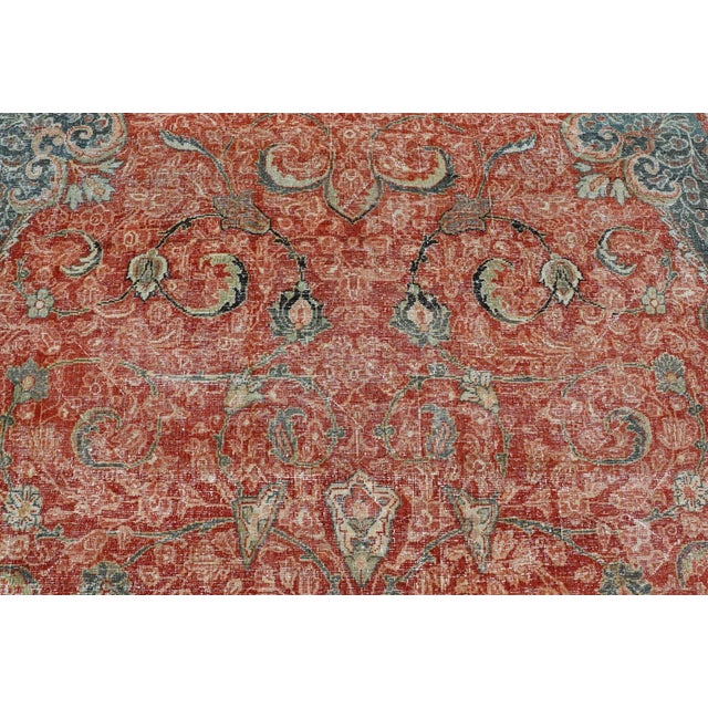Cream Large Antique Rug With Central Medallion and Regal Design 12'4 X 20'4 For Sale - Image 8 of 17