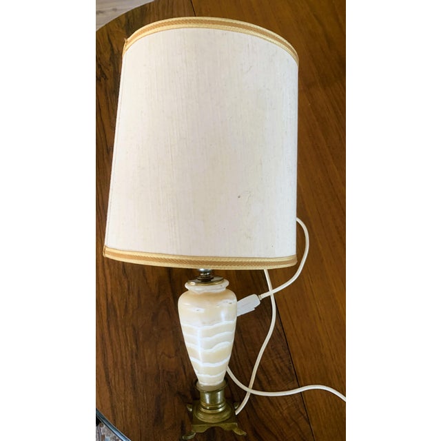 Metal Neoclassical Brass and Stone Table Lamp, 1950s For Sale - Image 7 of 18