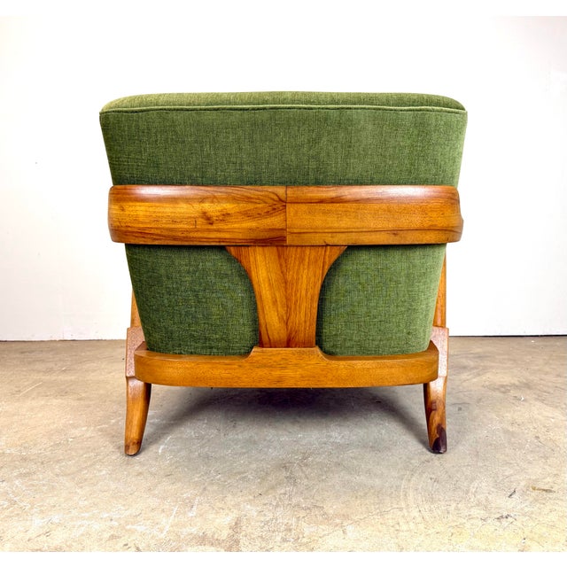 Mid Century Modern Pecan Wood “Sophisticate” Lounge Chair by Tomlinson Restored For Sale - Image 12 of 12