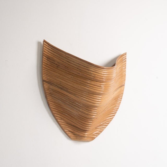 Mid-Century Modern Handcrafted Sculptural Uplight 'Aurora' Pencil Reed Wall Sconce For Sale - Image 3 of 7