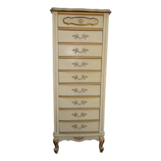 Dresser Vintage French Provincial Tallboy Dresser Lingerie Chest Brass Hardware #1 For Sale