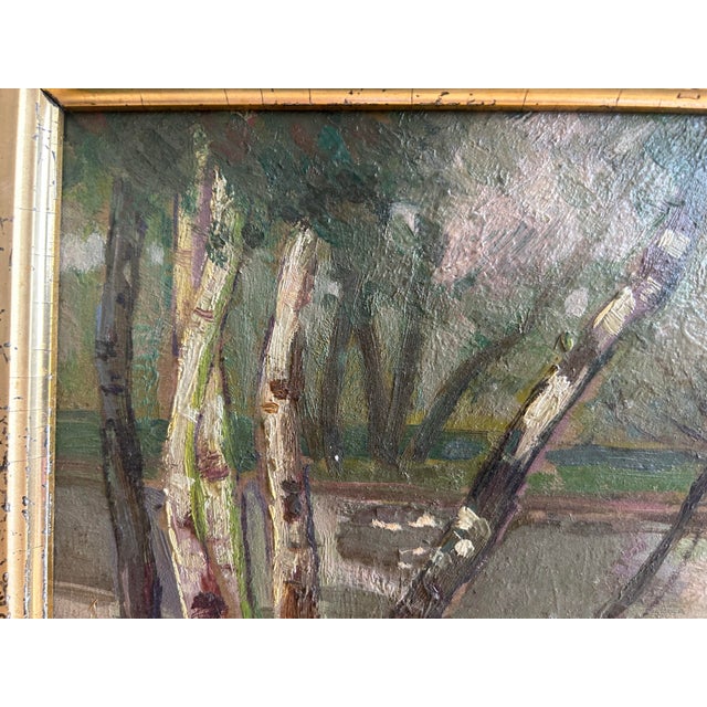 Green Mid 20th Century Diminutive Framed Landscape Oil Painting For Sale - Image 8 of 10