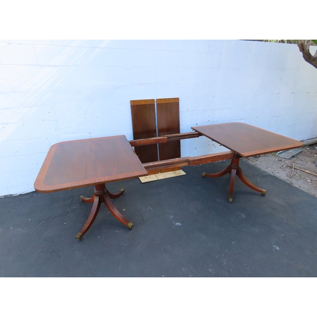 Mahogany Set of Dining Table Six Shield Back Chairs and 2 Leaves 6563 For Sale - Image 10 of 17