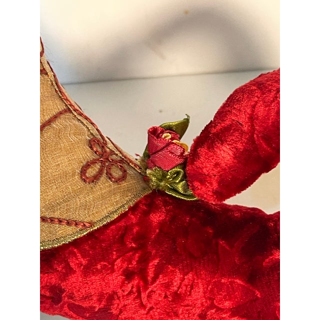 Cute Vintage Christmas Boot Red Velvet For Sale - Image 4 of 4