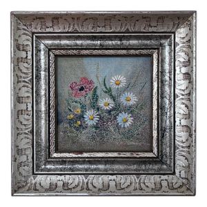 Vintage Original Flower Still Life Oil Painting: Framed Floral Art