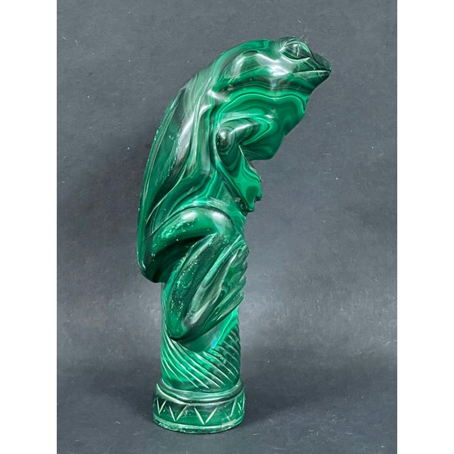 Late 20th Century Late 20th Century Handcarved Malachite Solid Stone Frog Sculpture For Sale - Image 5 of 12
