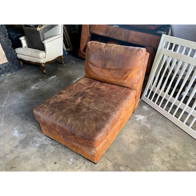 Contemporary Restoration Hardware Maxwell Leather Left Arm Sofa Chaise