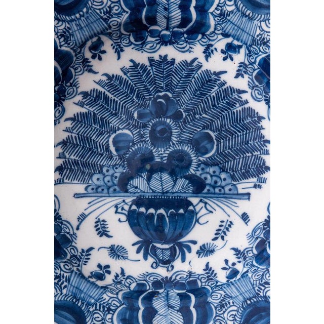 18th Century Dutch Delft Blue and White Peacock Dish For Sale - Image 4 of 8