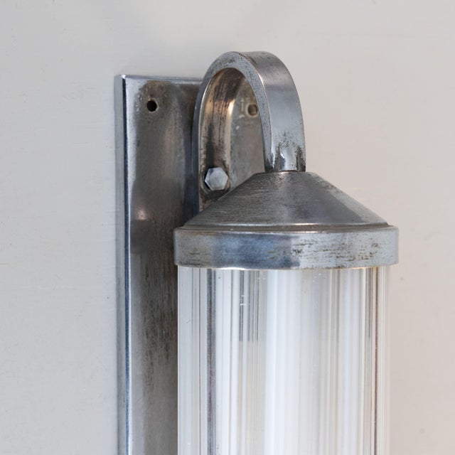 Functionalist Wall Light in Steel and Glass, 1930s For Sale - Image 3 of 6