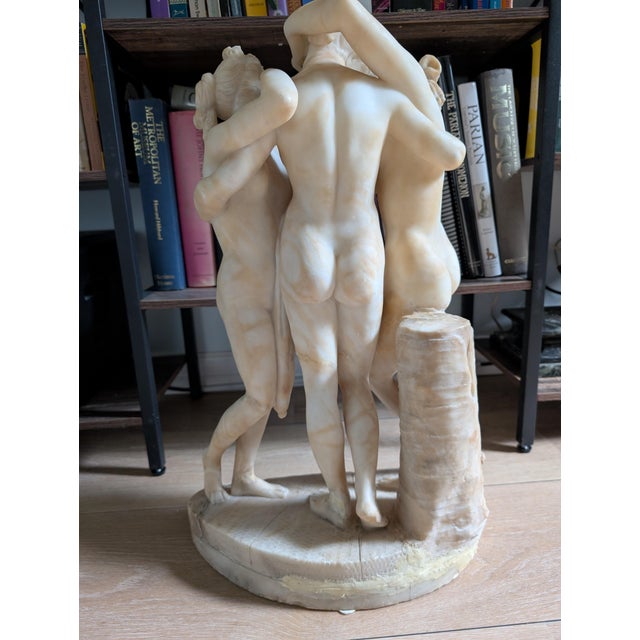 19th Century Italian Carved Alabaster Sculpture of the Three Graces After Canova - 23" For Sale - Image 13 of 13
