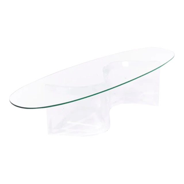 Mid Century Lucite Wave Coffee Table For Sale