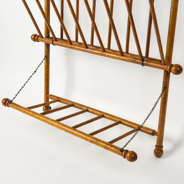 Early 20th Century Antique Stick and Ball Wall Hanging Magazine Rack For Sale - Image 5 of 16
