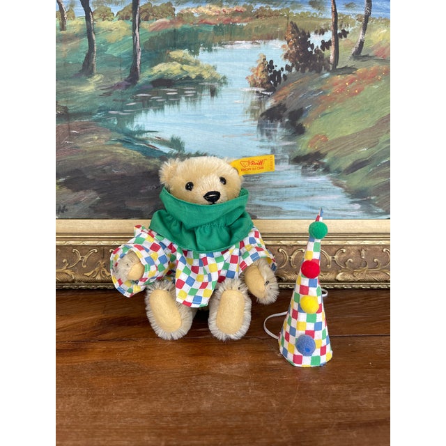 Vintage Steiff Clown Teddy Bear Plush With Original Outfit and Hat, Made in West Germany.. For Sale - Image 11 of 11