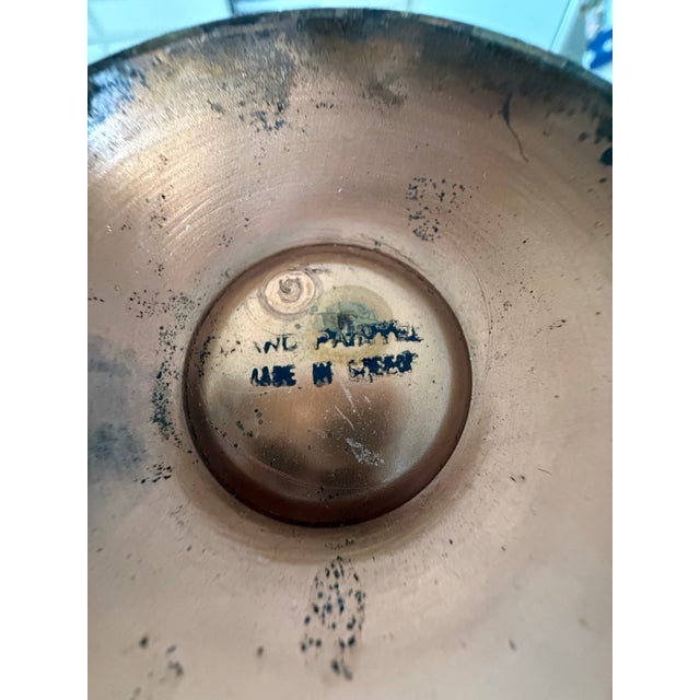 Mediterranean Vintage Greek Hand Painted Copper Urn Amphora Vase 1970s Made in Greece For Sale - Image 3 of 4