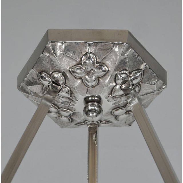 Metal French Art Deco Pendant Light by Degue 1930 France - 4 Available For Sale - Image 7 of 12