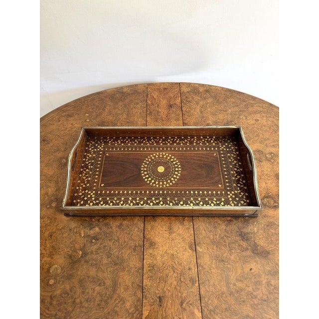 1920s Vintage Brass Inlaid Tray, 1920 For Sale - Image 5 of 7