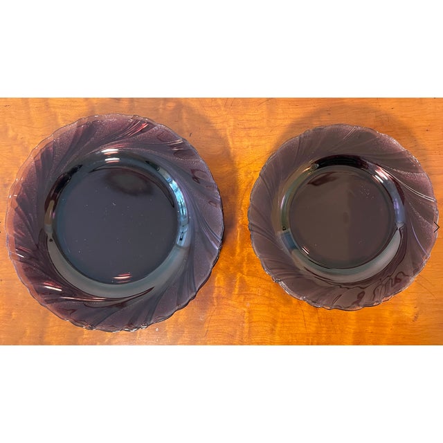 French Fluted Purple Glass Party Plates, Set of 16 For Sale - Image 4 of 6