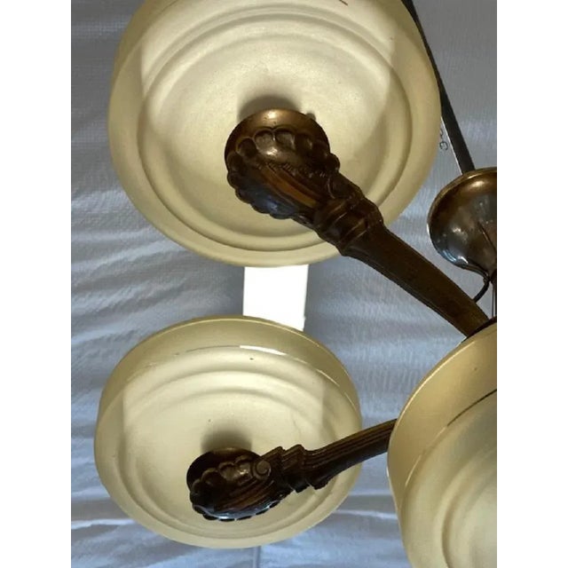 Art Deco Chandelier in Metal Glass, 1940s For Sale - Image 3 of 6