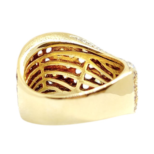 Metal Vintage 18k Multi Color Sapphire and Diamond Band Ring, Size 6.25 For Sale - Image 7 of 9