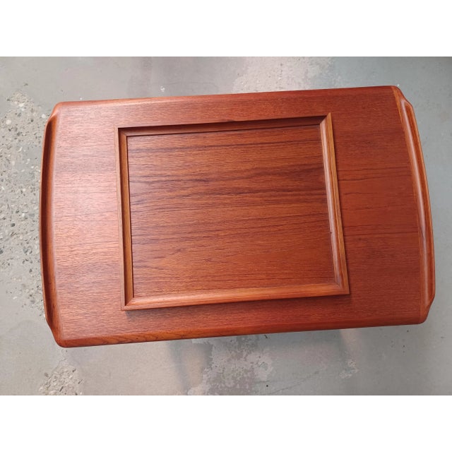 1960s Fully Restored Danish Teak Bar Cart with Integrated Tray, 1960s For Sale - Image 5 of 12