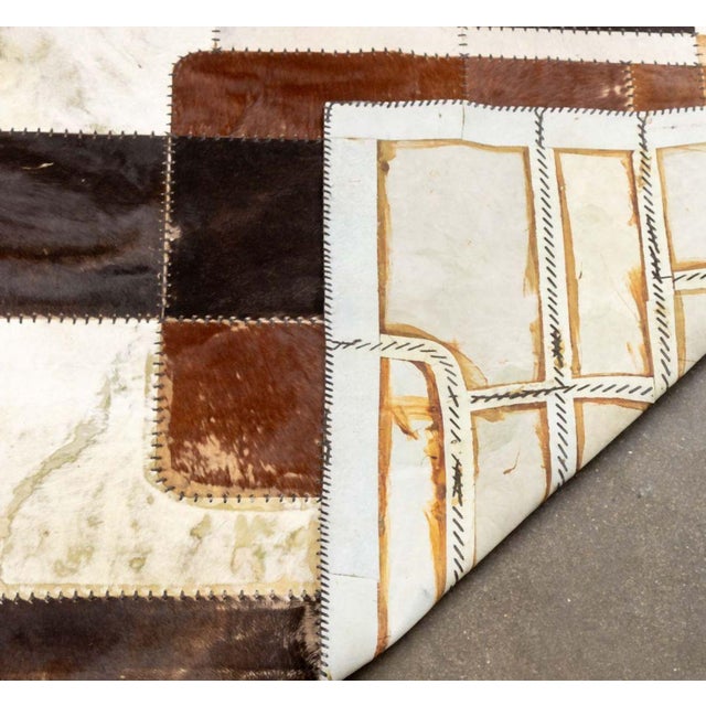 Animal Skin Cowhide Patchwork Carpet, 9' 8" X 6' 9" For Sale - Image 7 of 7