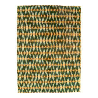 Galerie Shabab Collection Mid-20th Century Handmade Turkish Art Deco Room Size Carpet in Green and Gold For Sale