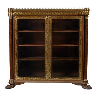 Regency Rosewood And Brass Inlaid Bookcase For Sale