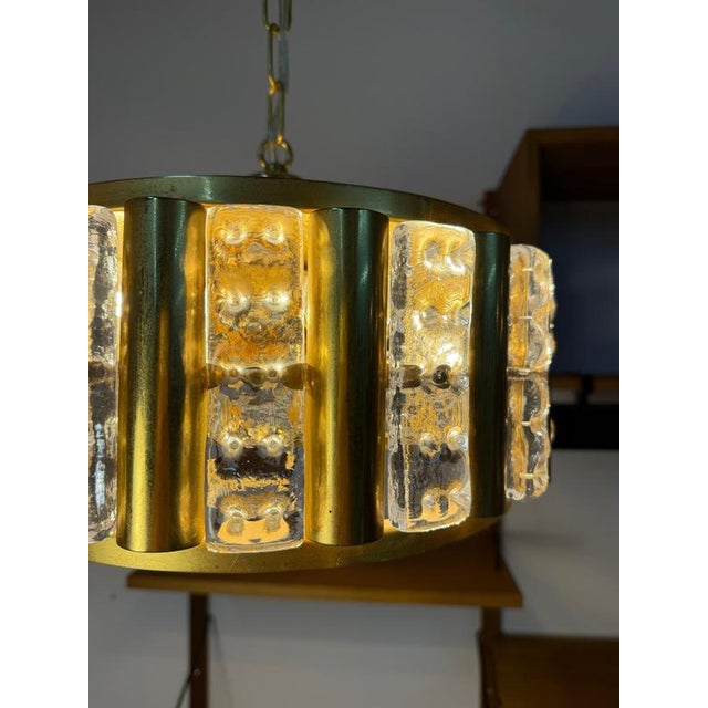 Brass and Glass Pendant Lamp by Carl Fagerlund for Orrefors For Sale - Image 6 of 11