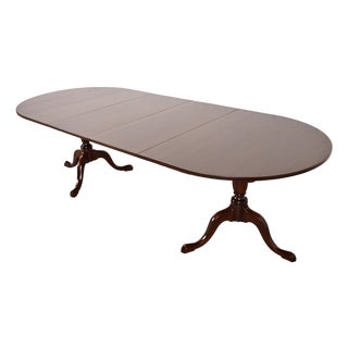 Kittinger Georgian Solid Mahogany Double Pedestal Extension Dining Table, Newly Refinished For Sale