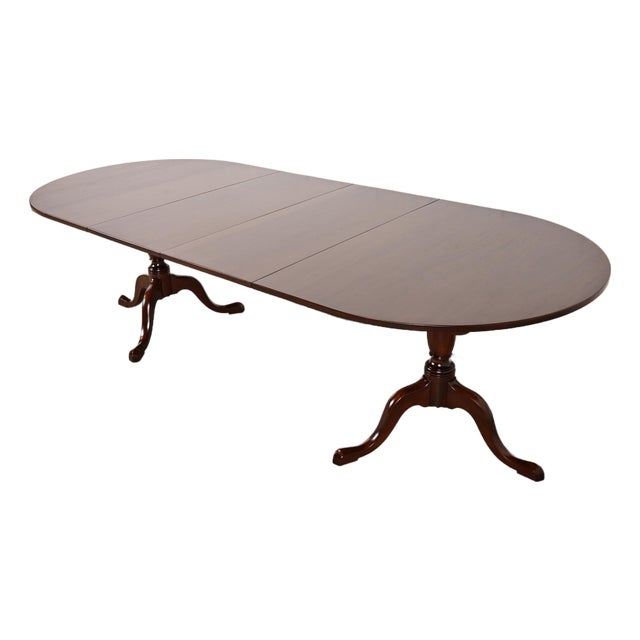 Kittinger Georgian Solid Mahogany Double Pedestal Extension Dining Table, Newly Refinished For Sale