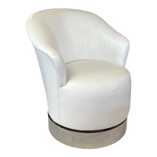 J. Robert Scott White Leather "Marina" Swivel Chair For Sale
